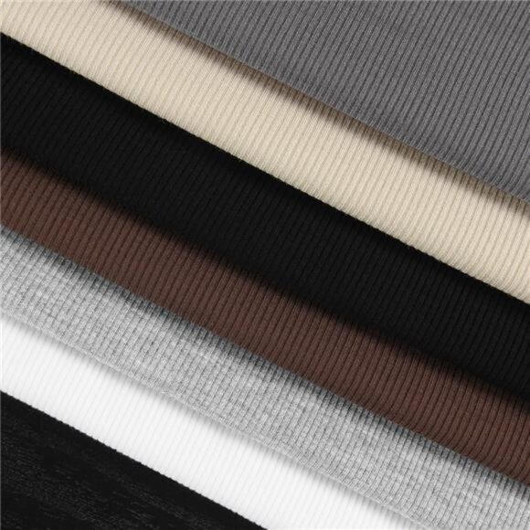 Women's Square Neck Long Sleeve Ribbed Slim Fitted Casual Basic Crop - Picture 5 of 6